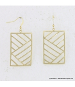 Boucle d'oreille métal brossé rectangle doré