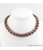 Collier ethnique rock rouge