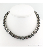 Collier ethnique rock gris